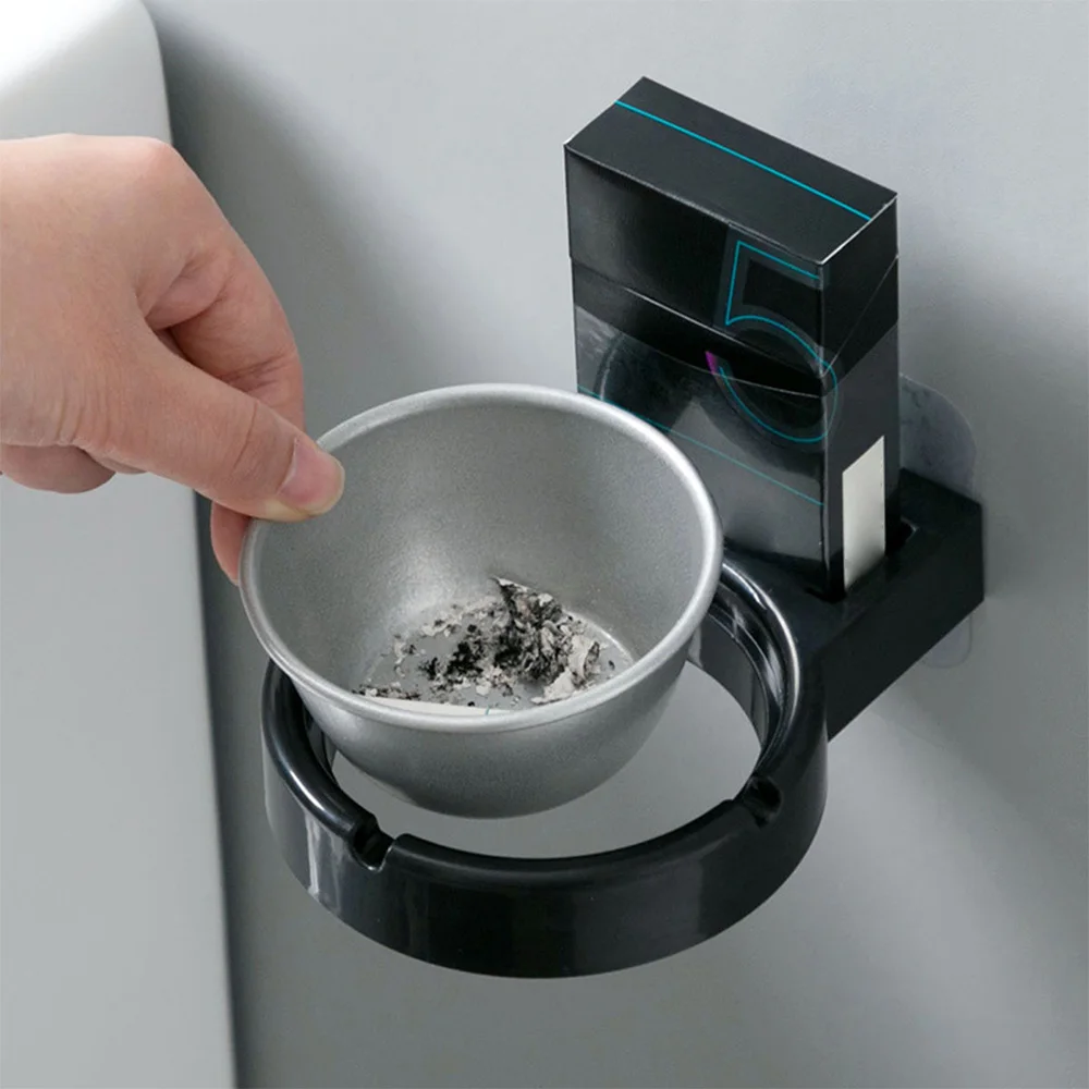 

Wall-hanging Ashtray Toilet Hanging Nail Free Container Stainless Steel Ashtray Smoke Storage Rack for Easy Cleaning