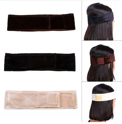 Hand Made non-slip Wig Grip Flexible Elastic Velvet Scarf Comfort Head Band Adjustable Fastern Wig Brown/Black/Blonde