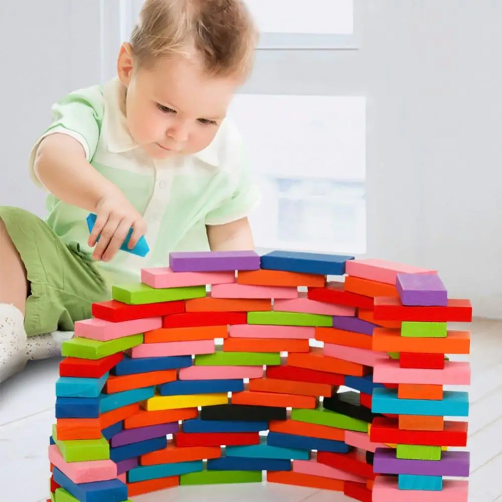 Игрушки домино 240 шт. DIY смешанные цвета дети креативные деревянные строительные