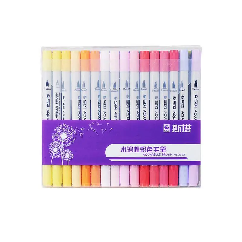 

1pc STA water soluble marker pen double head watercolor marker collection drawing design (Single pen,random color)