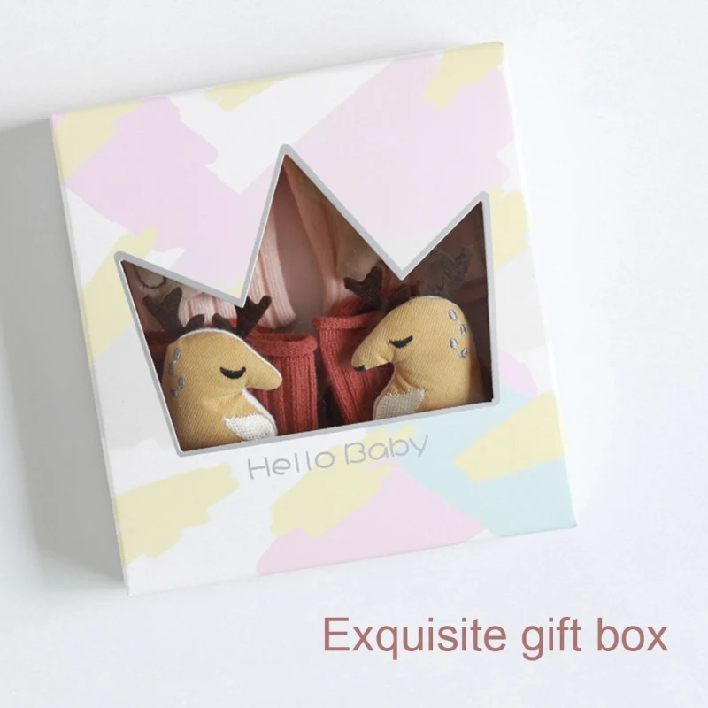 

2 Pairs/Box Baby Socks Boys Girls Knitted Socks Knee High Leg Warmers 2020 New Winter Children Cartoon Dinosaur Socks for Xmas