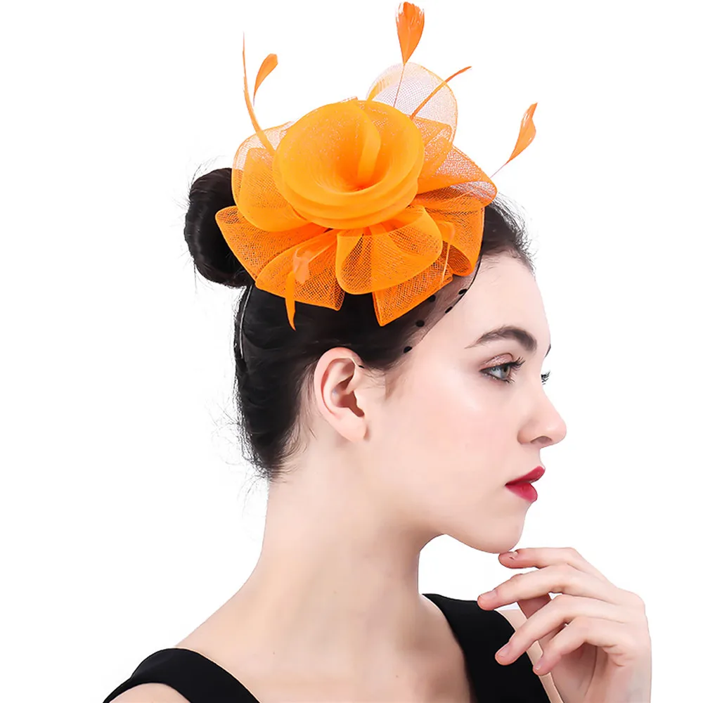 Оранжевый кринолин для торжественного случая шапка аксессуары волос свадьбы