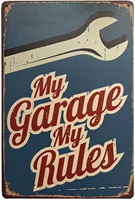 my garage my rules retro vintage decor metal tin sign 12 x 8 inches