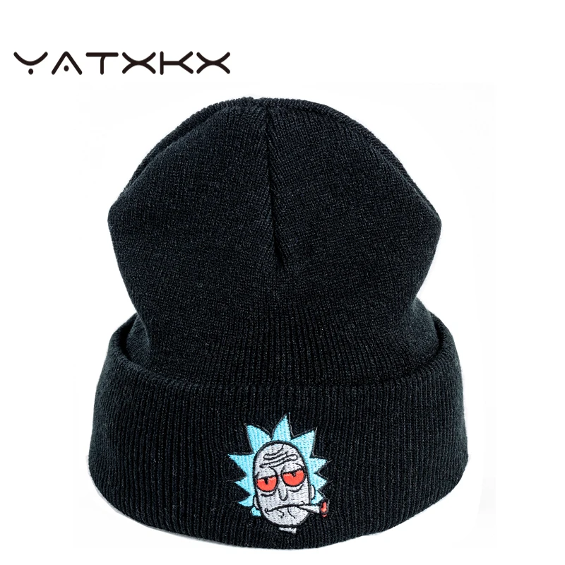 【YaTxKx】Embroidery вязаные пижамы с рисунками Кепки вязанные шапочки Skullies теплая