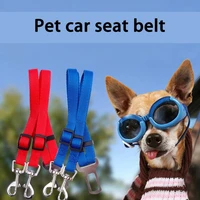 portable travel double head adjustable dog car safety belt pet leash restraint leads harness safety collar lead pet products