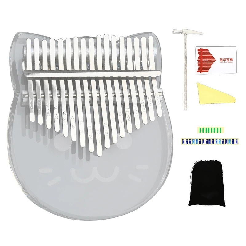 

17 клавиш Kalimba большой палец пианино прозрачная акриловая клавиатура инструмент с молотком для начинающих детей девочек детей