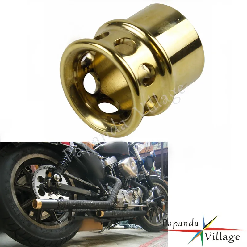 

Brass Motorbike Drilled Exhaust Tips Universal for Harley XS650 Custom Chopper Cafe Racer w/ 1 3/4" Diameter Pipe