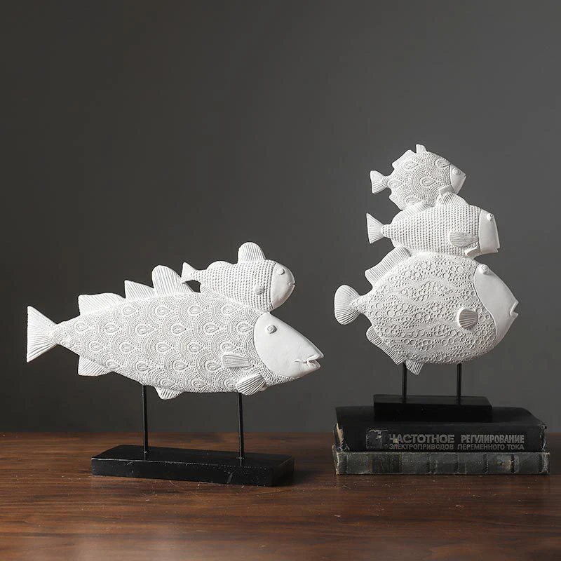 

European Double White Goldfish Ornament Resin Crafts Hotel Bedroom Living Room Decoration Furnishing Wine Cabinet Miniature