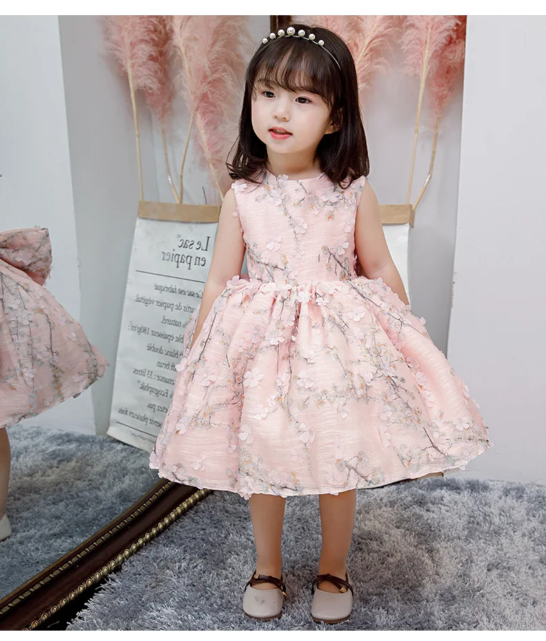 Платье для маленьких девочек розовое Тюлевое летнее платье крещения первого дня