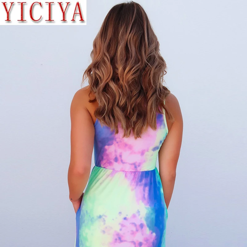 Женское разноцветное платье на бретельках без рукавов Vestidos 2020 хлопковое тонкое