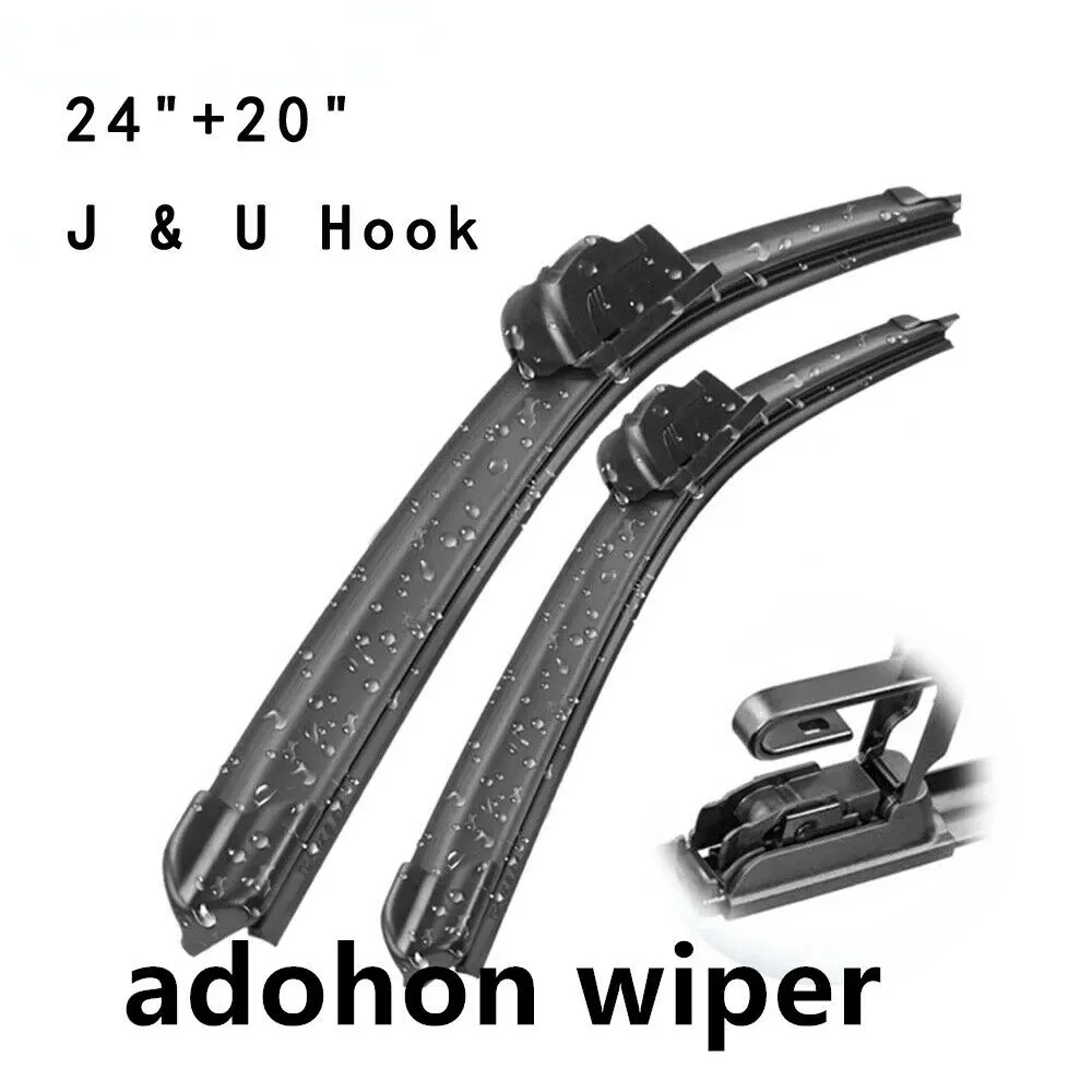 

2Pcs 24"+20" J&U Hook Car Front Wiper Blades For Toyota Avalon 2020 Windscreen