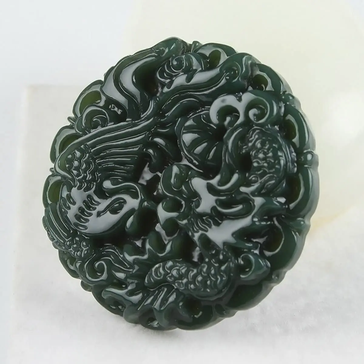 Бутик 100% натуральное ожерелье с подвеской из зеленого нефрита для мужчин и женщин, резьба по рукам, тонкая полировка.