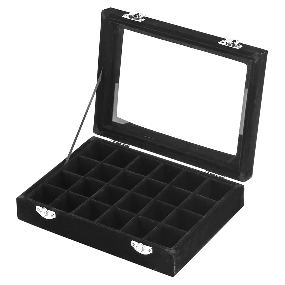 12/24 Grids Watch Organizer Necklace Earring Ring Storage Box Multifunction Velvet Jewelry Display Watch Box Women Gifts
