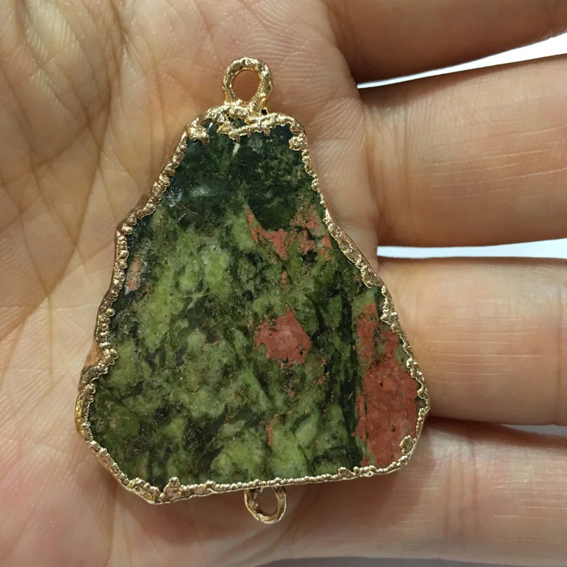 Натуральный камень Подвеска с лицевой обработкой, неправильной формы, соединитель с двойным отверстием для создания украшений, самодельное ожерелье, аксессуары Размер 35x50 мм.