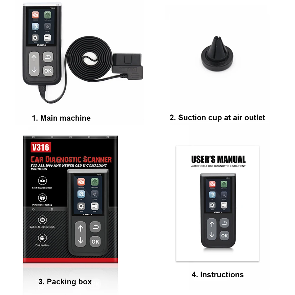 Диагностический инструмент V316 OBD2 полный считыватель кодов с функцией для
