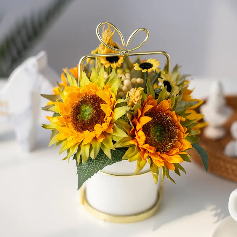 Северное Моделирование Цветок маленькие украшения в горшках искусственный