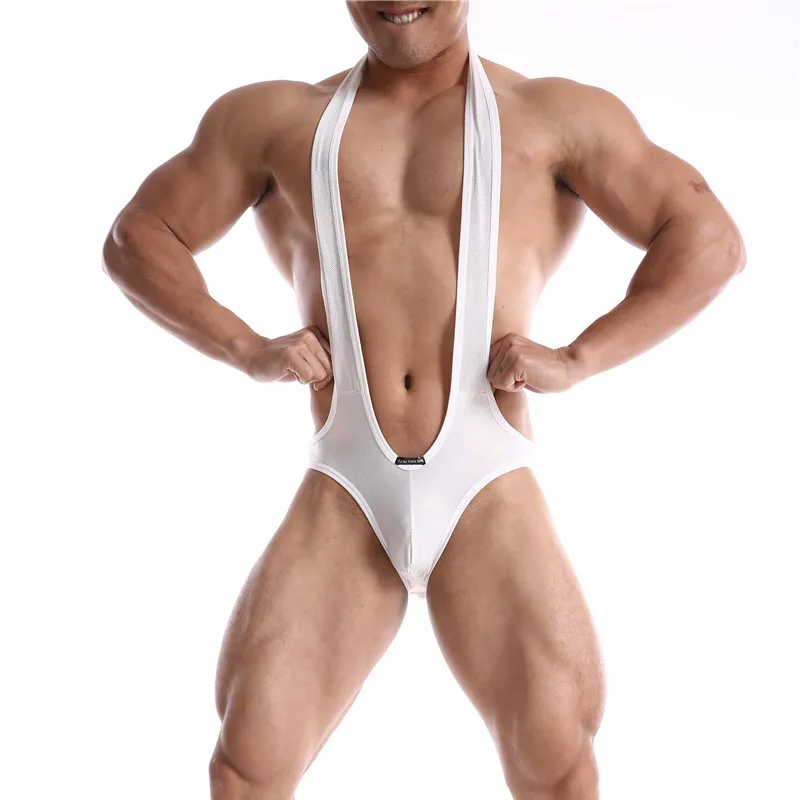 Men Undershirt Bodysuit Open Butt Underwear Sexy Wrestling Suit Men Men's One-Piece Jumpsuit Suspender Teddies Underwear