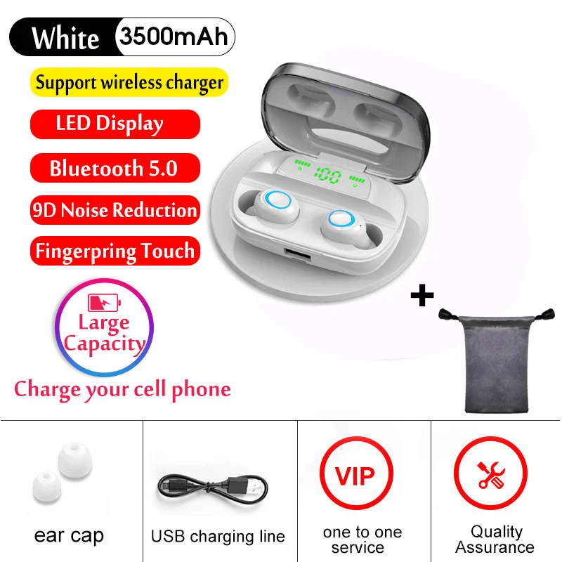 LED wireless add bag Беспроводные наушники S11 с bluetooth 5,0, tws, беспроводные Игровые наушники, зарядный чехол, светодиодный дисплей, 9D, стерео гарнитура, беспроводное зарядное устройство - Цвет: LED wireless add bag