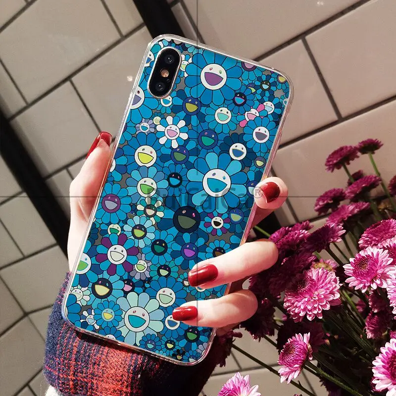 Ruicaica Takashi Murakami Sun flower eye Pattern TPU Soft Phone Cell Case for iPhone 5 5Sx 6 7 7plus 8 8Plus X XS MAX XR | Мобильные