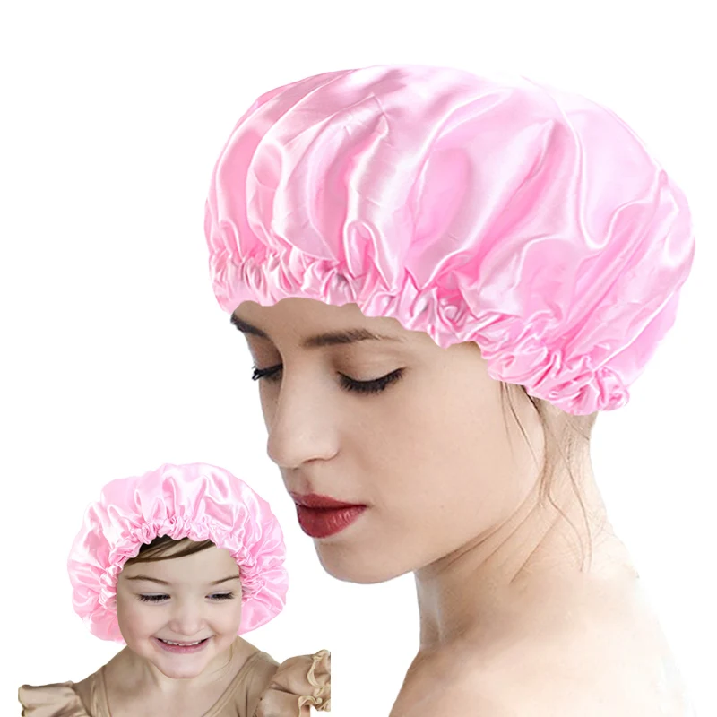 

Double-layer shower cap waterproof adult women kids shower bath bath cap shampoo cap cute hood kitchen ladies oil fume-proof cap