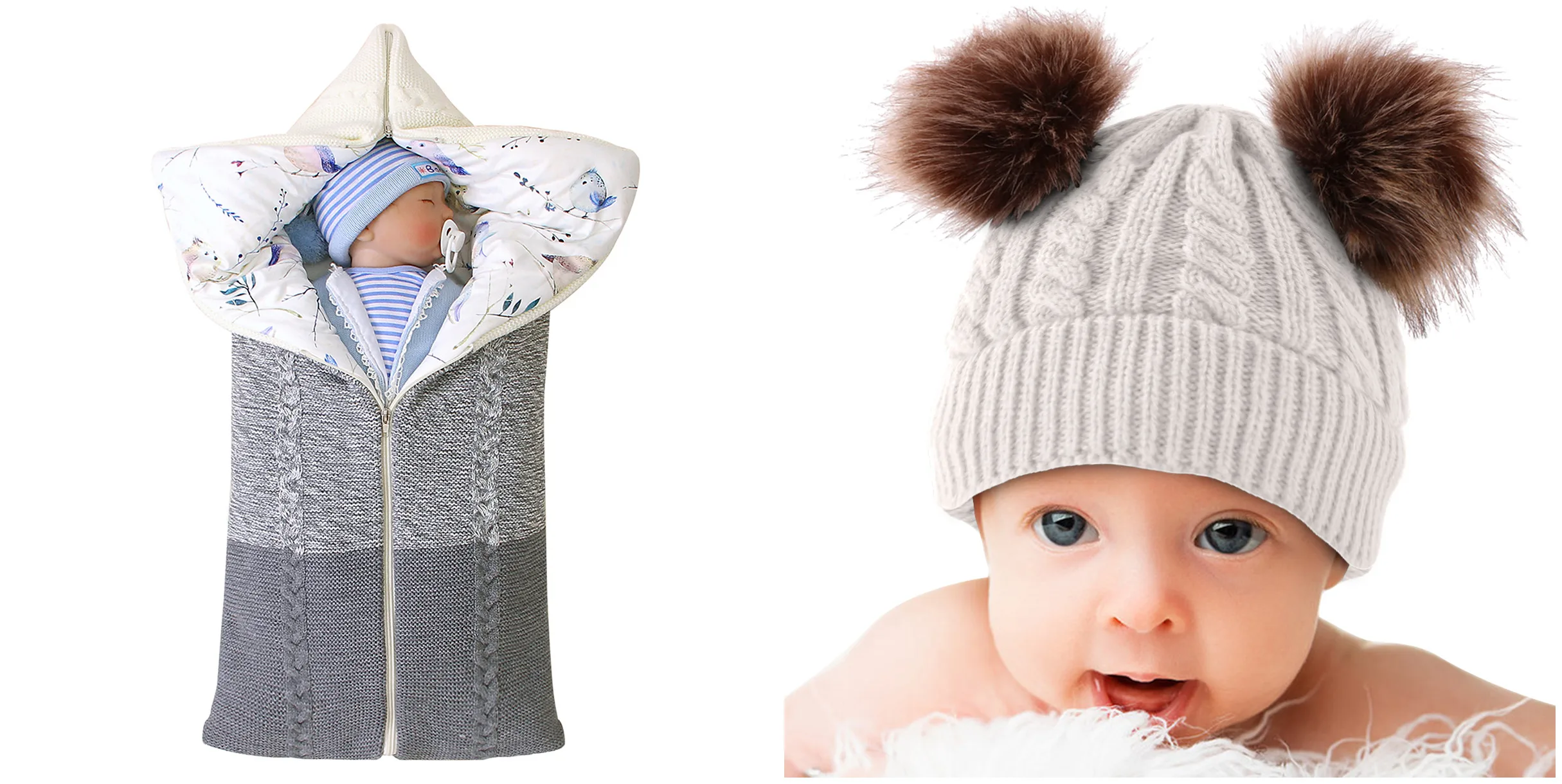 Gray and white Детский спальный мешок, конверт, зимний детский спальный мешок, муфта для коляски, Полиэстер, Хлопок, спальный мешок+ шапочка, пеленка для новорожденных Slaapzak - Цвет: Gray and white