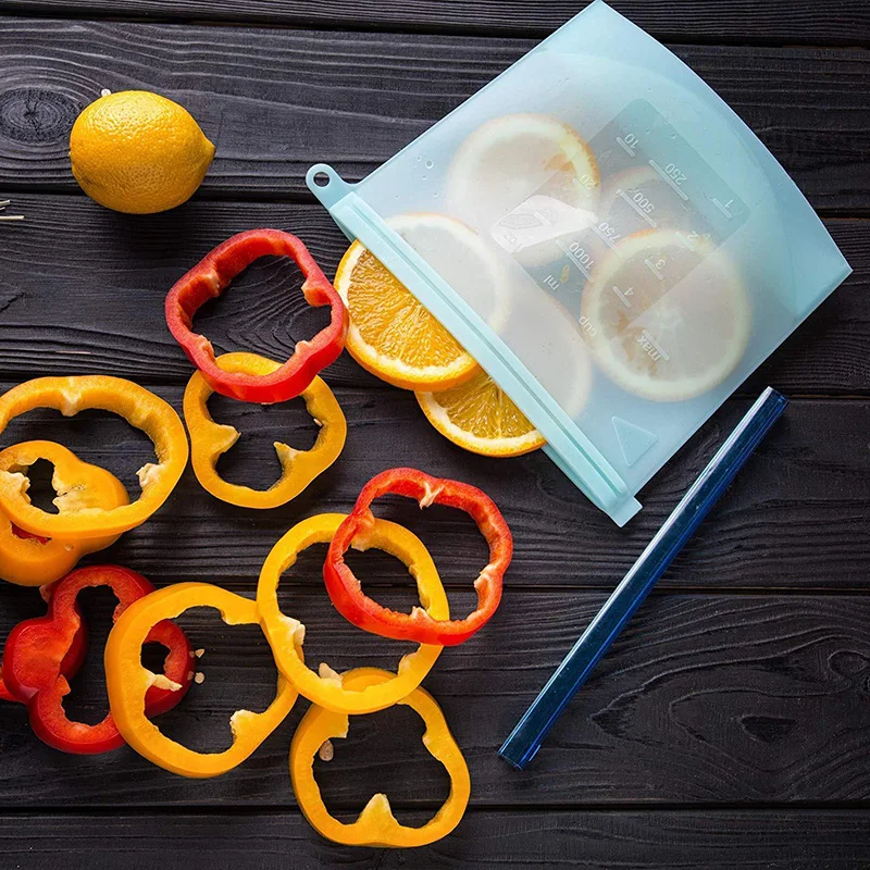 Многоразовая силиконовая сумка 1000 мл для хранения свежих продуктов холодильник