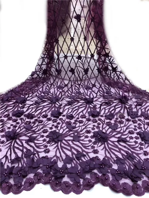 

3D flowers Nigerian Lace Fabrics High Quality Tulle African Laces Fabric Embroidered Mesh Fabric For Party Dress ZXAU304