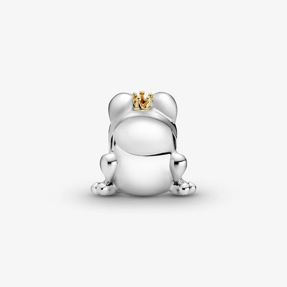 

New 925 Sterling Silver Charm Two-tone Frog Prince Beads fit Original Pandora Charms Bracelet Jewelry Making DIY Gift