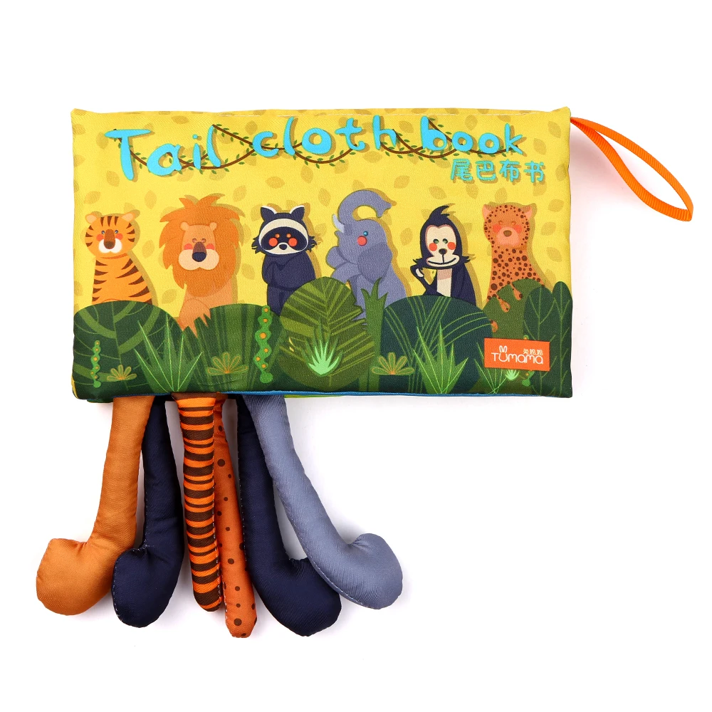 Детская тканевая книга с хвостом мягкие книги для обучения животным сенсорная