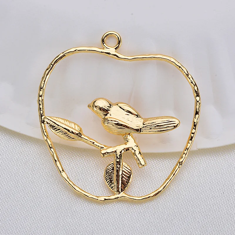 

(1013)6PCS 35 *25 MM 24K Gold Color Brass Branch bird Charms Pendants High Quality Diy Jewelry Accessories