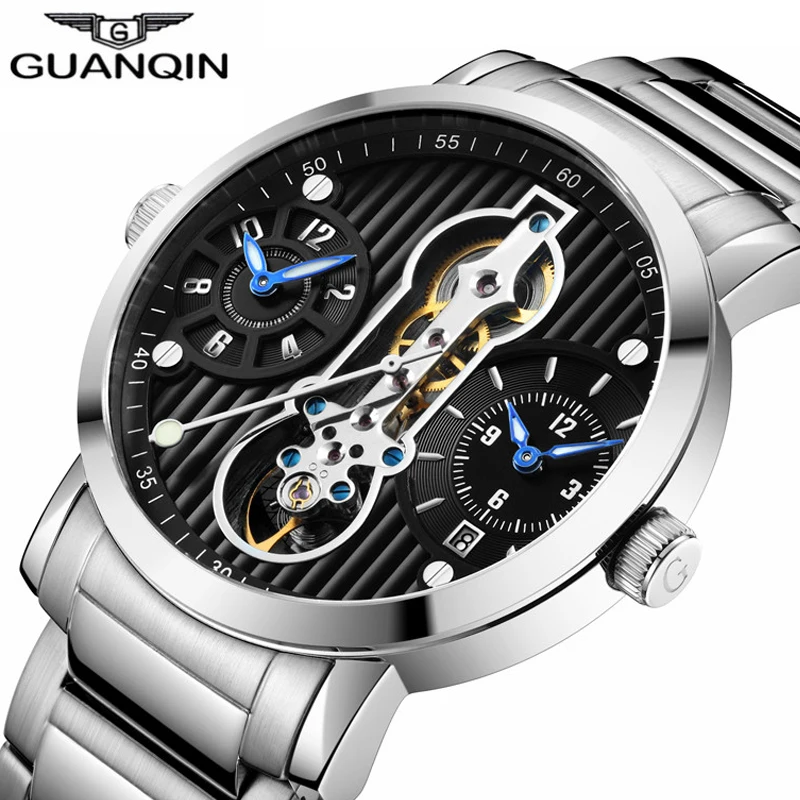 

GUANQIN Men Watch Luxury Brand Creative Automatic Skeleton Tourbillon Full Steel Business Men's Mechanical Watches