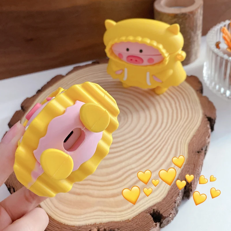 Милый мультяшный 3D-чехол для Airpods Pro дождевик свинка наушники чехол Apple 1 2 3