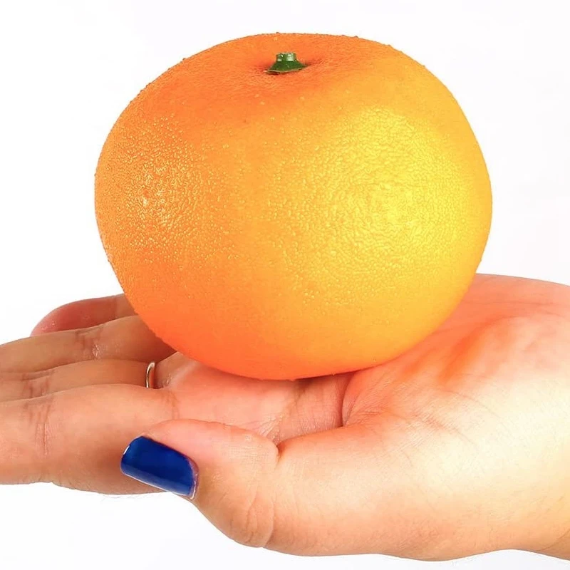 Имитация желто-оранжевых частиц пены Зеленый Оранжевый Поддельные фрукты Модель