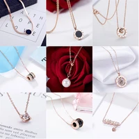 2021 european and american simple rose gold titanium steel necklace womens ceramic clavicle chain jewelry pendant necklace