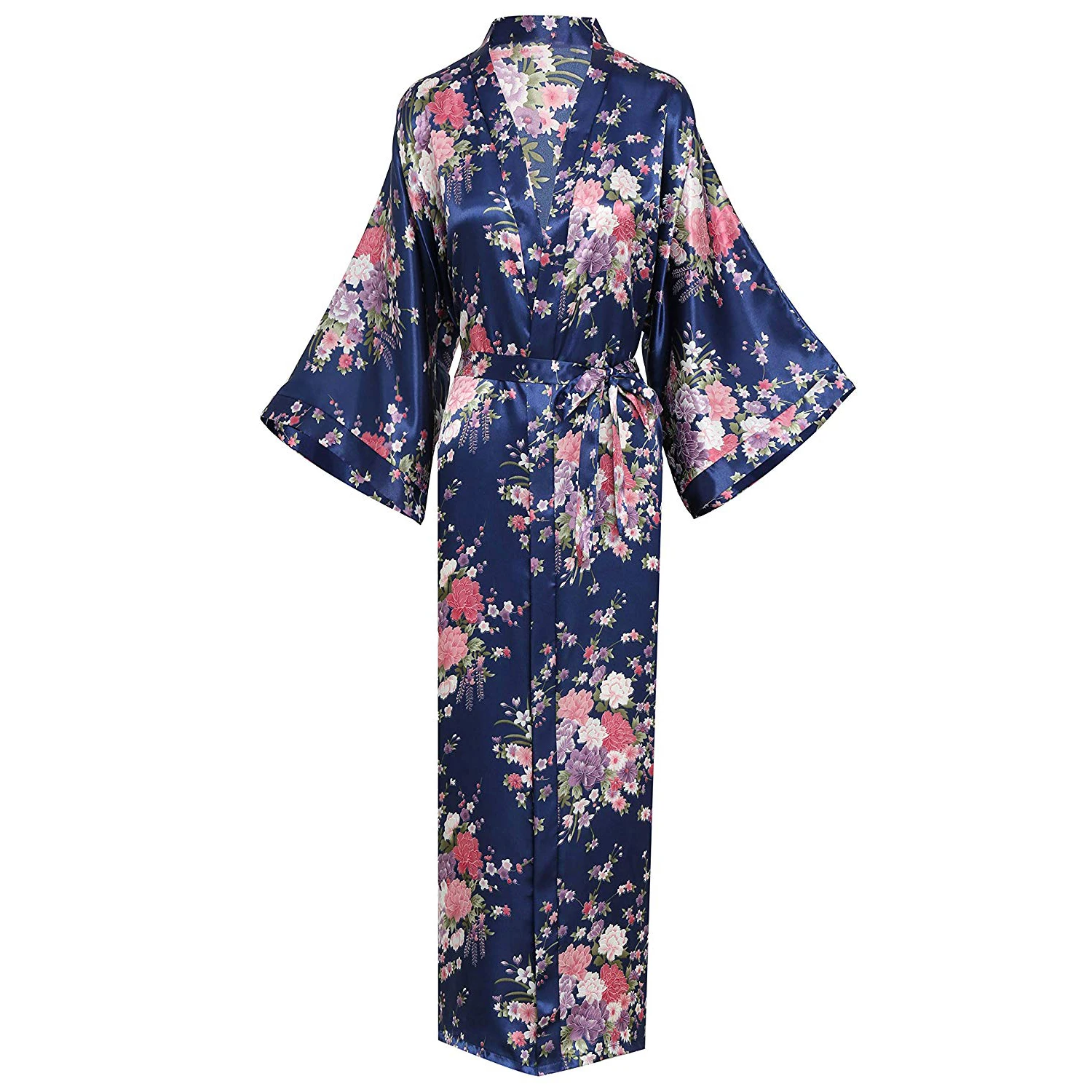 

Long Robe Rayon Satin Lady Print Flower Kimono Bathrobe Casual Sleepwear Home Clothes Plus Size Bride Bridesmaid Dressing Gown