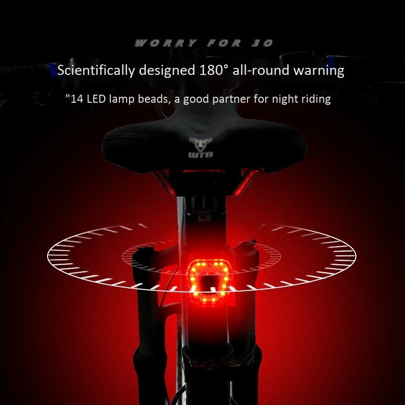

Bike Rear Light USB Rechargeable LED Bicycle Taillight Waterproof Night Riding Warning Light