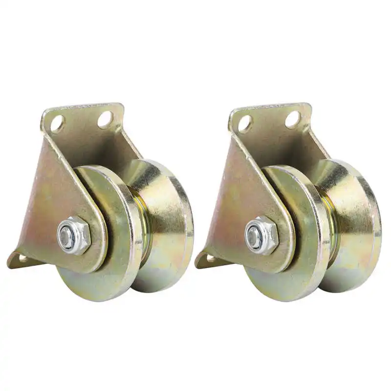 

2Pcs Sliding Gate Roller V Shaped Plate Caster Wheel Track Rail Sliding Door Roller with Bracket for Inverted Track slide door