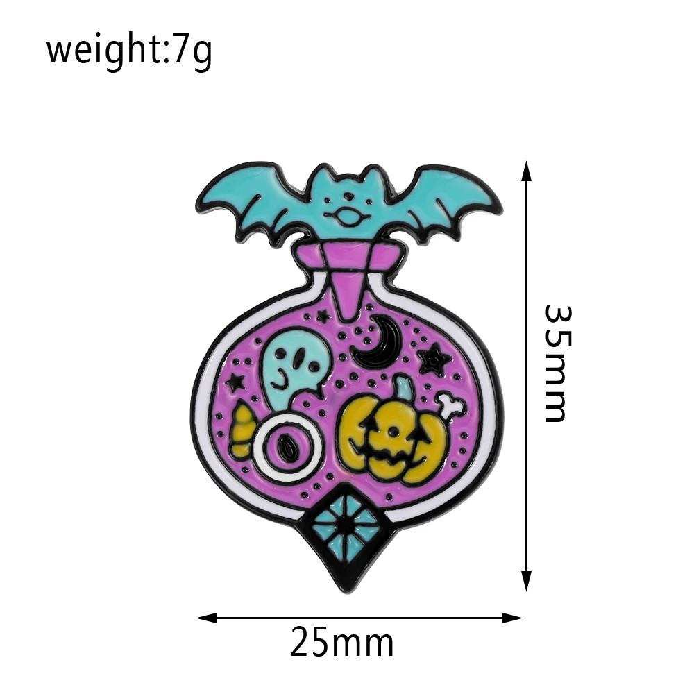 Волшебная брошь в виде бутылки для зелья на Хэллоуин призрачная летучая мышь