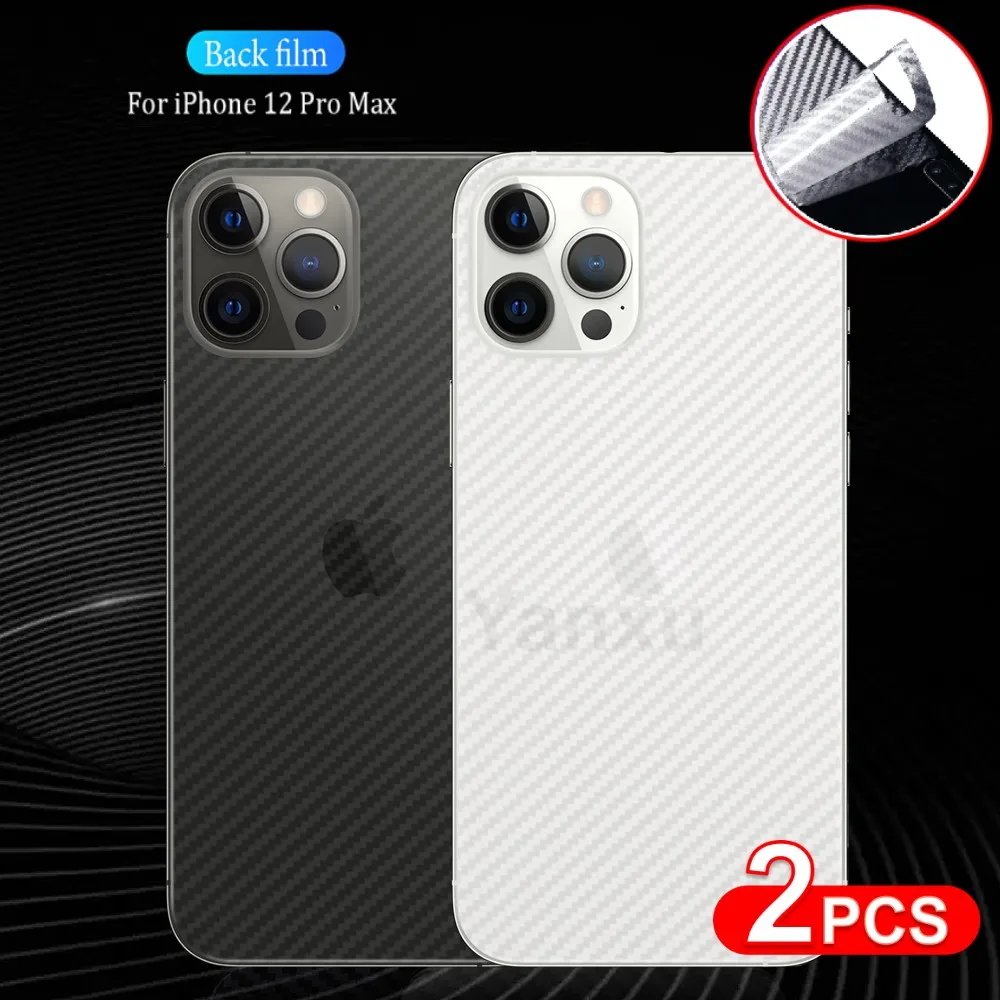 

2Pcs Carbon Fiber Screen Protector For iPhone 12 11 Pro Max X XS XR 6 7 8 Plus Protective Film On iPhone 13 Pro Max Back Sticker
