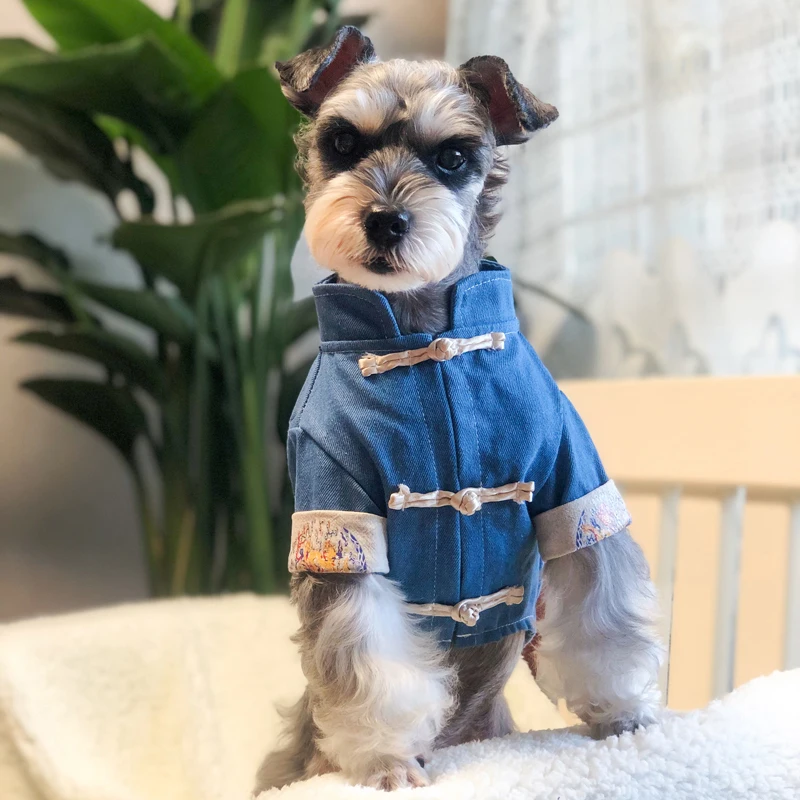 

Dog Shirt Spring Autumn Dog Clothes Tang Suit Chinese New Year Pet Clothing Outfit Garment Yorkie Poodle Schnauzer Costume