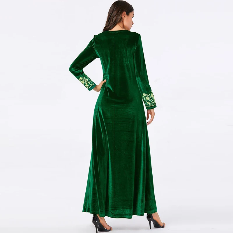Теплый кафтан бархат abaya Дубай скромные Модные женские мусульманское длинное платье для девочки длинное зима осень темно-синий плюс размер abaya t хиджаб Халат
