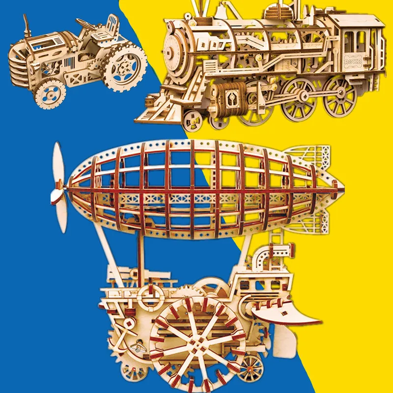 Деревянная 3D головоломка сделай сам с приводом для механической передачи