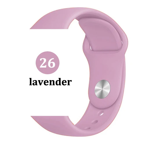 26-lavender Ремешок для apple watch band 4 3 correa iwatch band 42 мм/38 мм 44 мм/40 мм 2 спортивный силиконовый браслет pulseira apple watch аксессуары - Цвет ремешка: 26-lavender