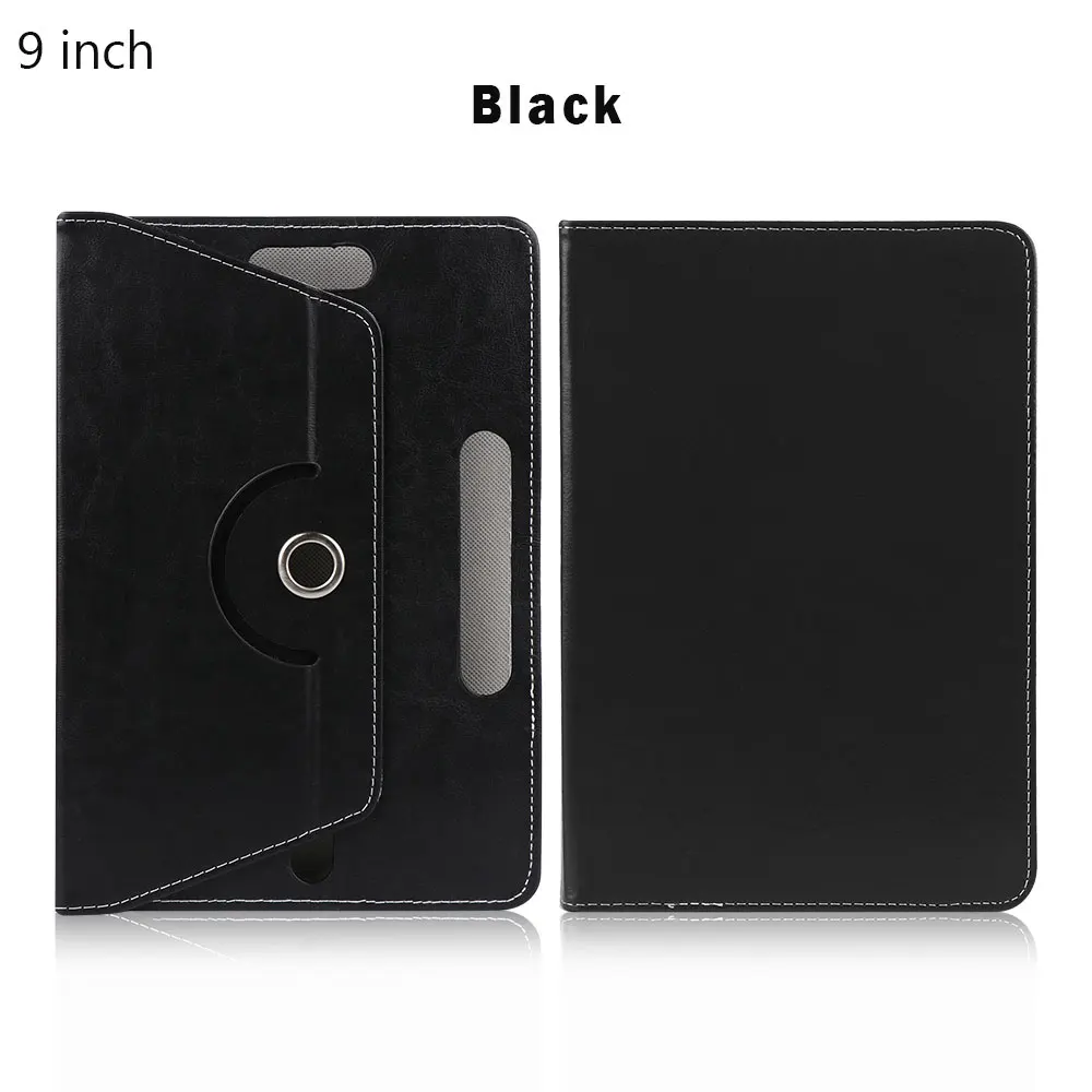360 Degree Rotating Universal Tablet Case PU Leather Cover For Samsung Galaxy Tab 7 8 9 10.1 inch Android Tablet PC - Цвет: 9 inch black