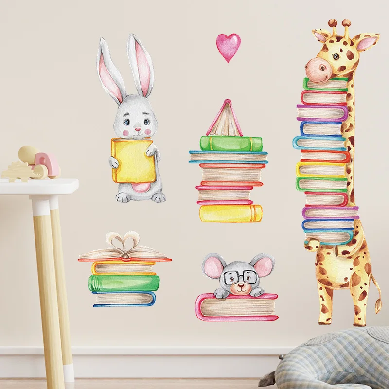 Мультяшные наклейки на стену с ридером кролика для детской комнаты спальни