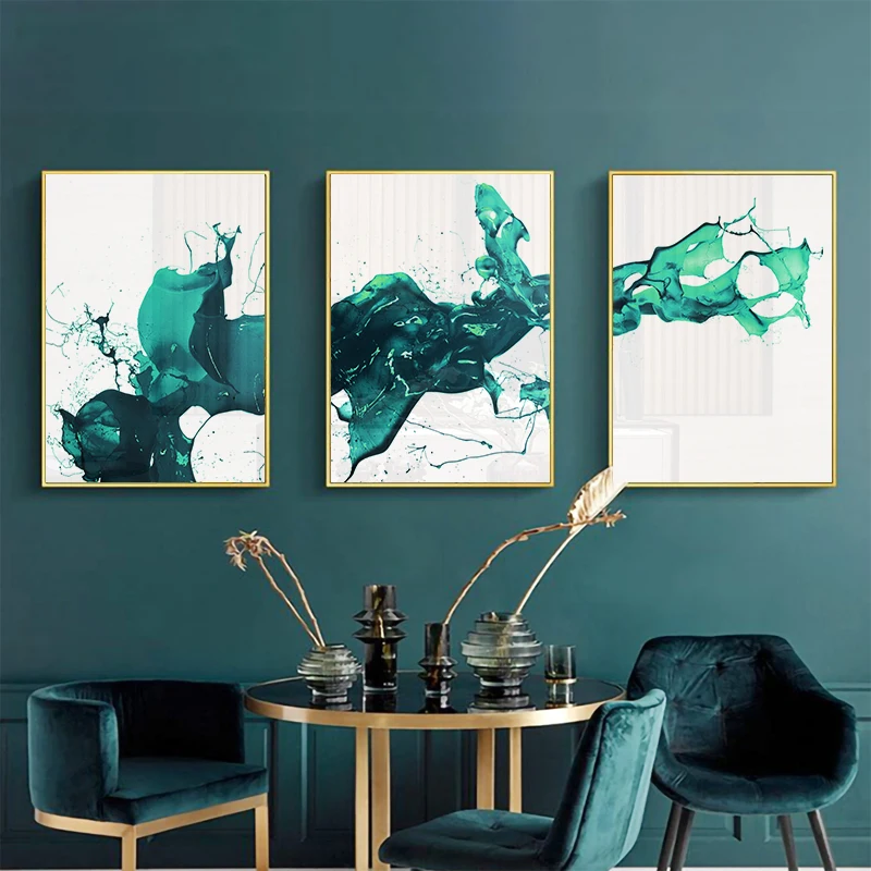 

Nordic Green Canvas Painting Posters Prints Abstract Line Picture for Living Room Wall Decor Morden Home Decor Office Aisle