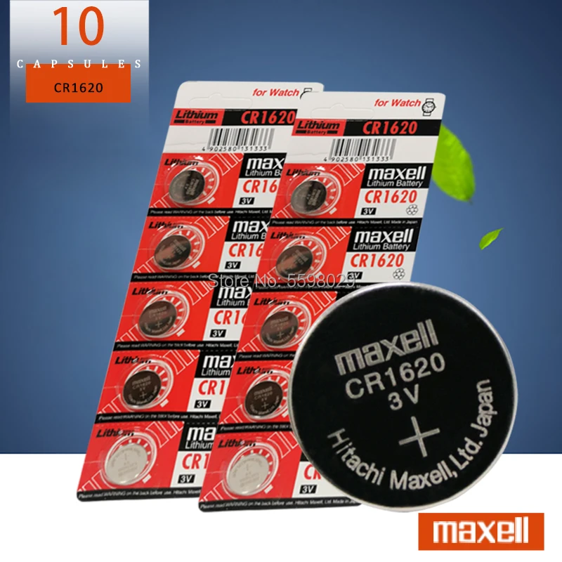 10 шт. оригинальные новые батареи для Maxell cr1620 3 в кнопочный Аккумулятор часов