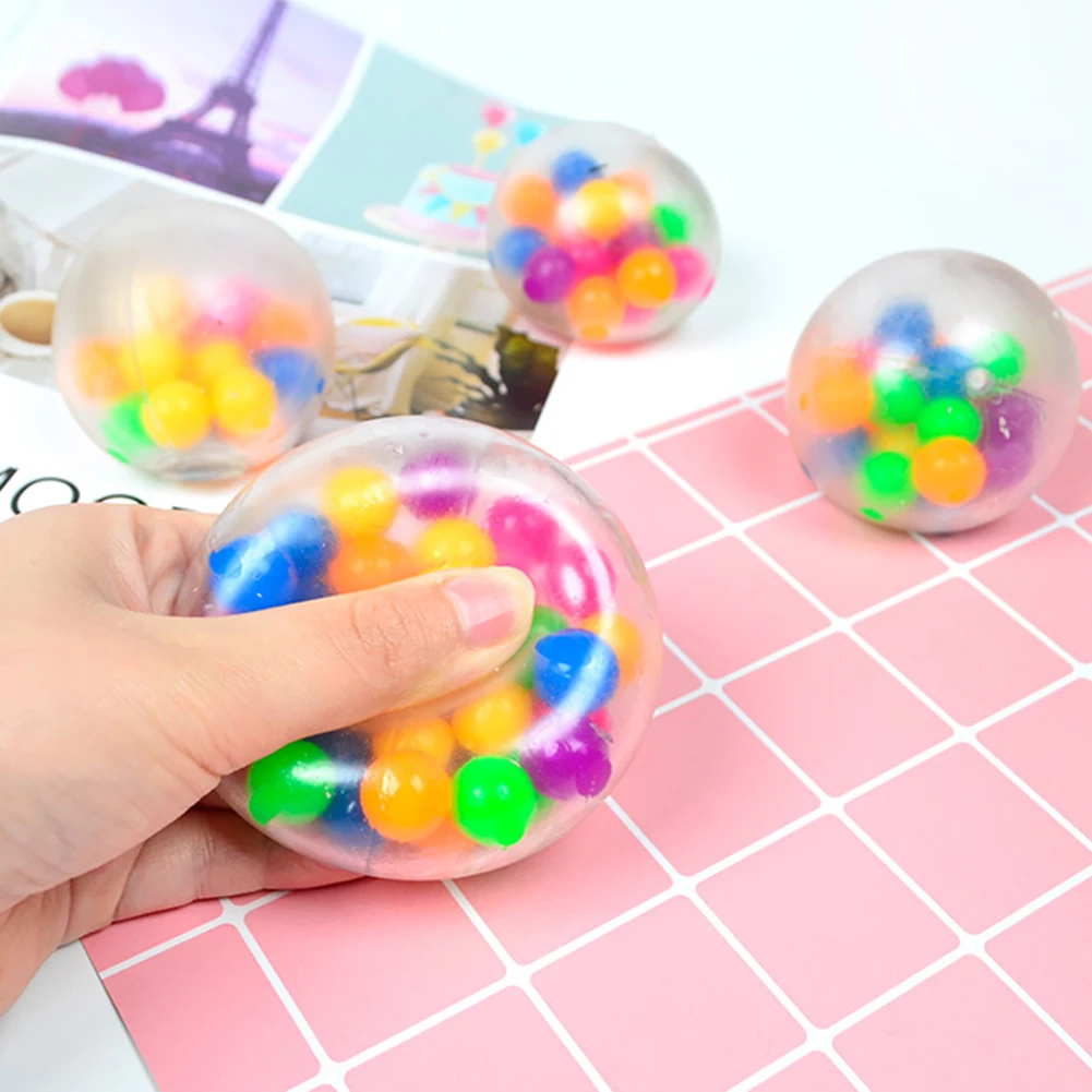 

Anti-Pressure Anxiety Colorful Stress Relief Ball Kids Adult Squeeze Toy Spongy Bead Ball Squeezable Release Stress Toys