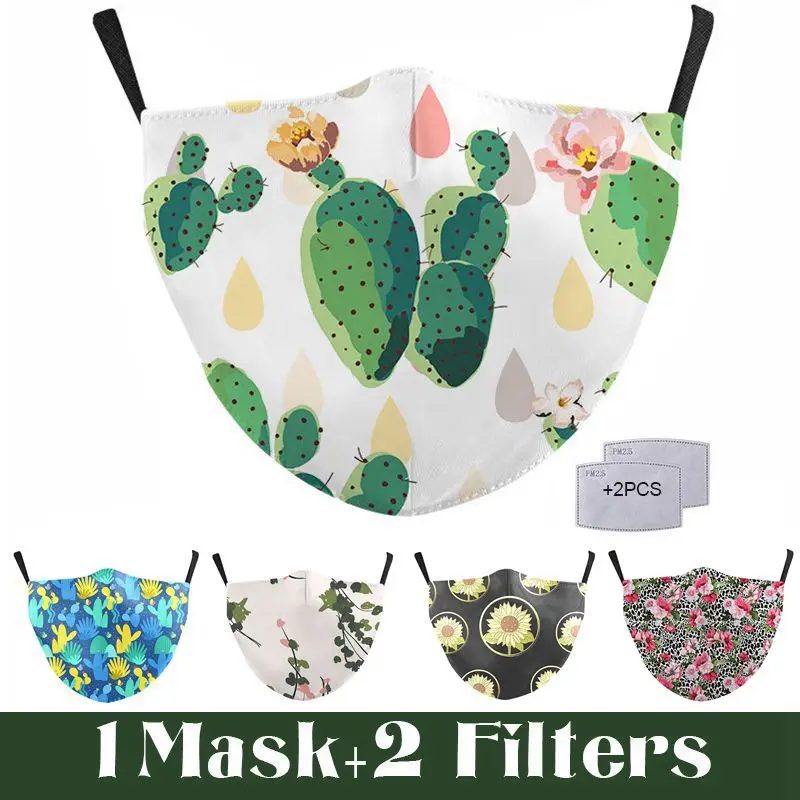 Модная Цветочная печать многоразовая дышащая полумаска для лица женщин защитная