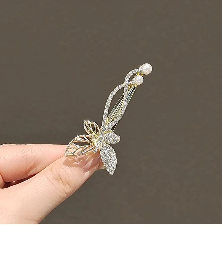 

Pearl Woman Hairpin Boutique Jewelry Butterfly Hairpin Simple Bangs Clip Elegant Side Clip Duckbill Clip Woman Hair Accessory